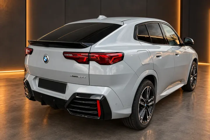 Grauer BMW aus der Heckperspektive
